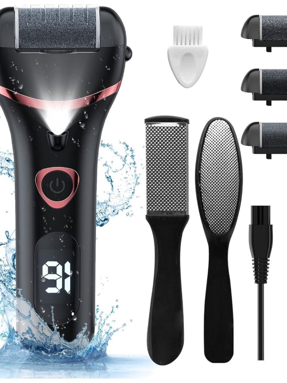 Electric Foot Callus Remover, Rechargeable Foot Scrubber File Pedicure Kits